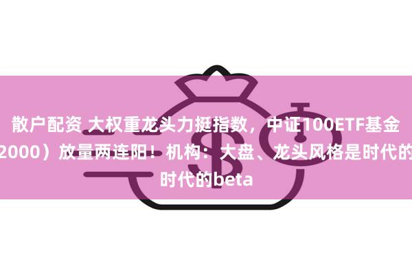 散户配资 大权重龙头力挺指数，中证100ETF基金（562000）放量两连阳！机构：大盘、龙头风格是时代的beta